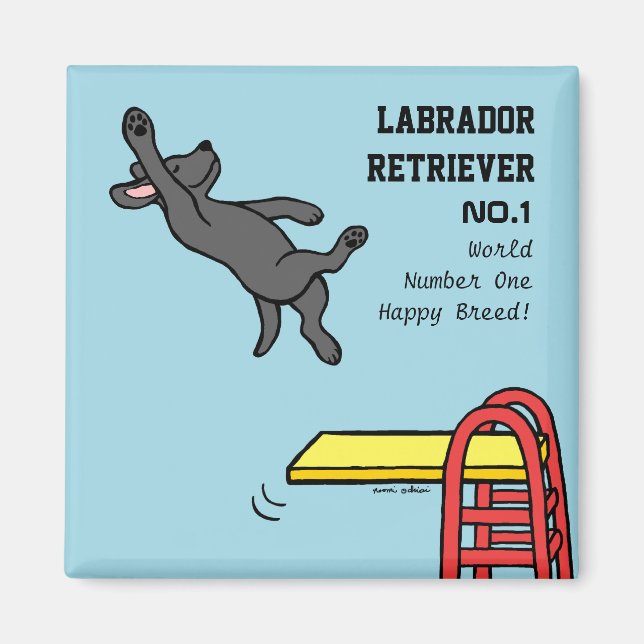 Aimant Black Labrador Diving (Devant)