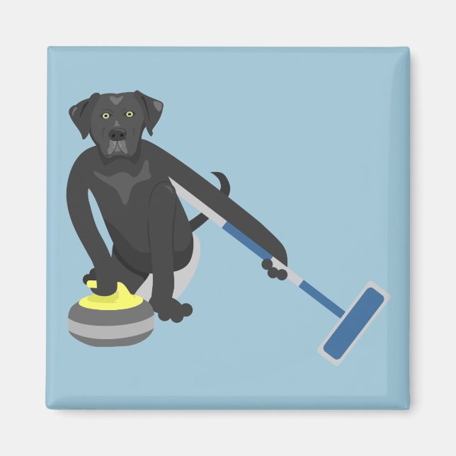 Aimant Black Labrador Retriever Curling (Devant)