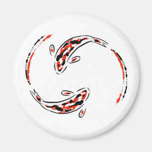 Aimant Black & Red Japanese Koi Fish Artistic