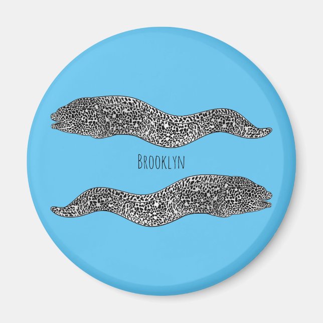 Aimant Black spotted moray eel cartoon (Devant)