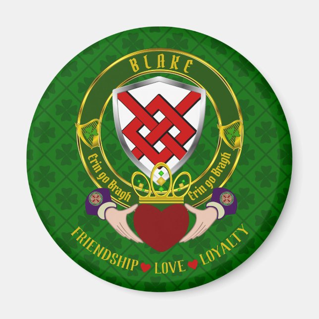 Aimant Blake Irish Shield & Claddagh (Devant)