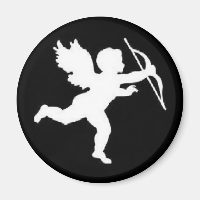 Aimant blanc cupide sur noir (Devant)
