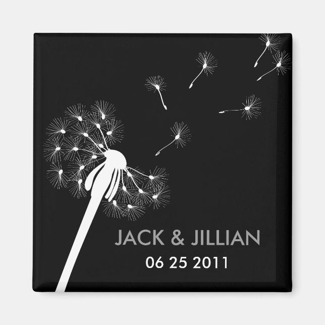 Aimant Blanc Dandelion mariage Faveur (Devant)
