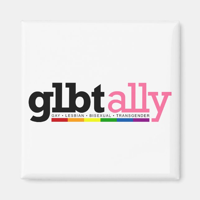 Aimant blanc GLBT Ally (Devant)