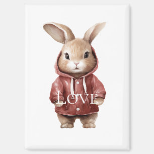 Aimant Blanc mignon lapin amour