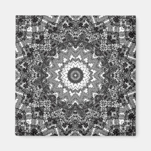 Aimant Blanc noir, open work, mandala