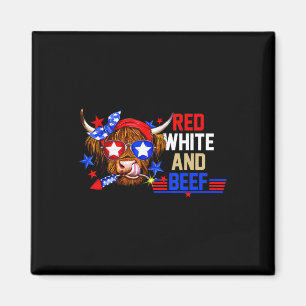 Aimant Blanc Rouge Et Boeuf 4 juillet Bovins Fla Américai