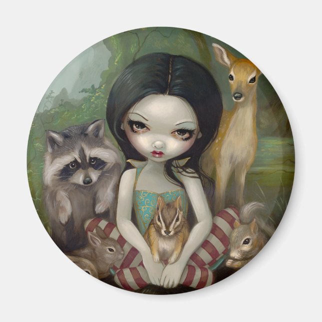 Aimant "Blanche Neige et ses amis animaux" (Devant)