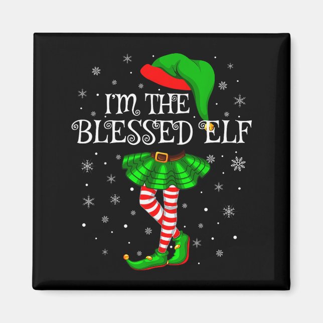 Aimant Blessed Elf Christmas Matching Family Women Girls  (Devant)