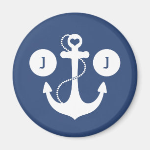 Aimant Bleu avec le monogramme blanc d'Ancre