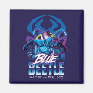Aimant Bleu Beetle Rétrowave Ville coucher du soleil