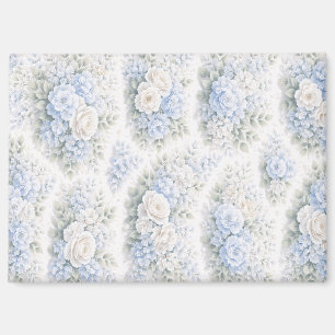 Aimant Bleu Blanc Douce Motif Floral Aquarelle Élégant