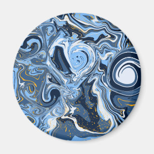 Aimant Bleu, blanc et doré Fluide Marbre