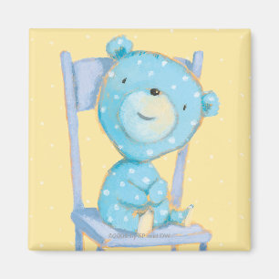 Aimant Bleu Calico Ours sourire sur la chaise