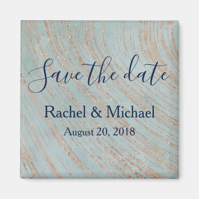 Aimant Bleu chic et couleur cuivre (Devant)