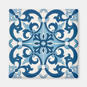 Aimant Bleu clair Azulejo Fleur De Lis Style Cuisine