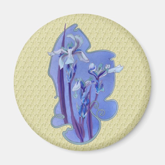 Aimant bleu de conception florale d'iris (Devant)