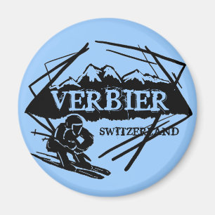 Aimant bleu de logo de ski de Verbier Suisse