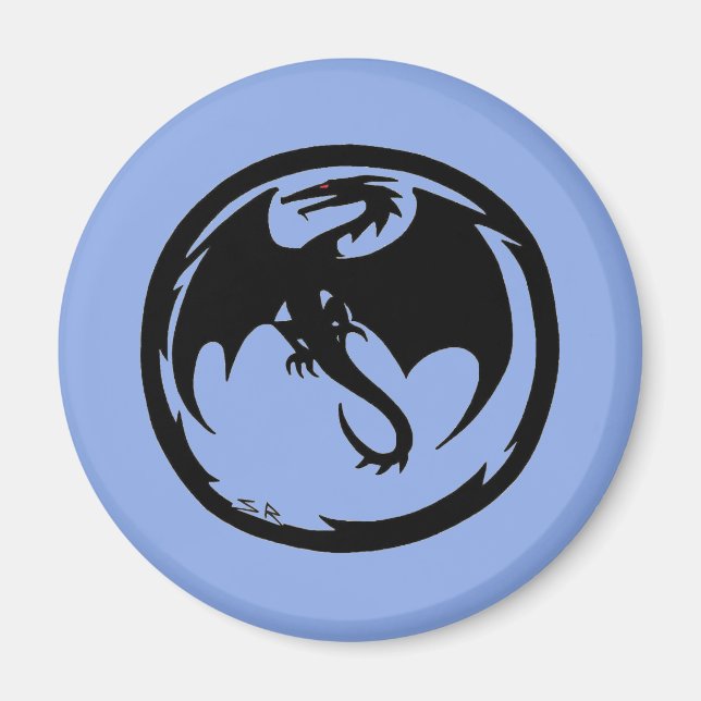 Aimant bleu Dragon noir (Devant)