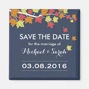 Aimant Bleu Enregistrer la date Maple Leaf Mariage de aut