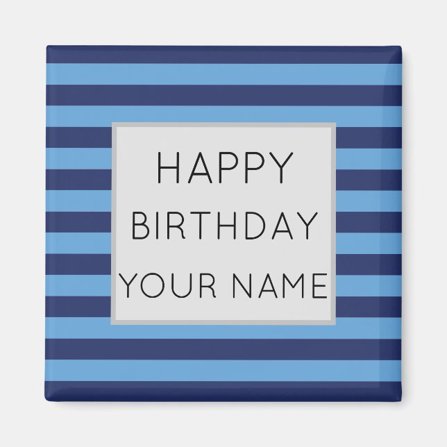 Aimant Bleu Et Bleu Clair Défilé Joyeux Anniversaire (Devant)