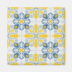 Aimant Bleu et jaune joli carrelage portugais motif