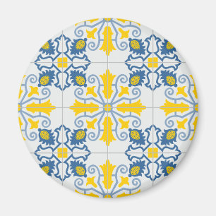 Aimant Bleu et jaune joli carrelage portugais motif