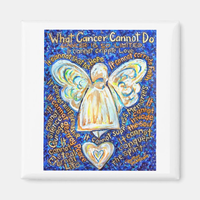 Aimant Bleu et or Ange cancer (Devant)