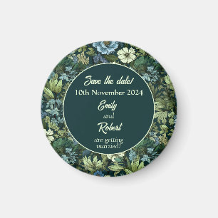 Aimant Bleu et vert Fleurs sauvages victoriens romantique