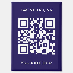 Aimant Bleu foncé et blanc moderne QR Code Promo