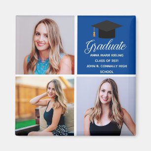 Aimant Bleu Graduate Photo Collage Cute 2023 Graduation