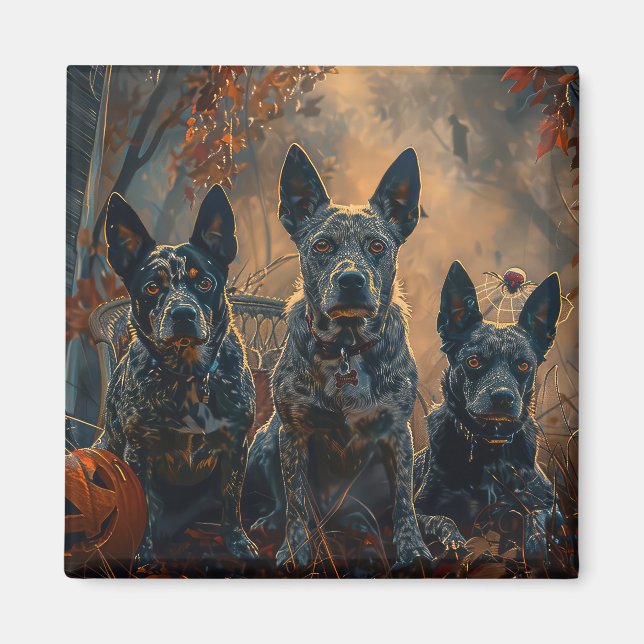 Aimant Bleu Heeler Halloween nuit chien délice (Devant)