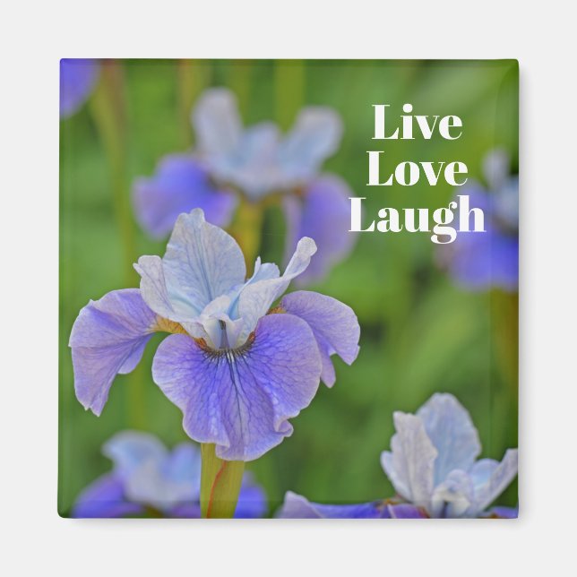 Aimant Bleu Iris Fleur Botanique Photo Motivationnelle (Devant)