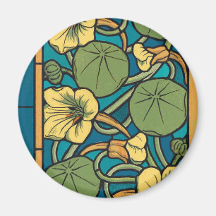 Aimant Bleu jaune Nasturtium Fleur Nouveau Motif