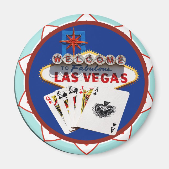 Aimant Bleu Las Vegas Affiches de bienvenue Poker Chip (Devant)