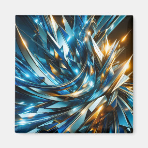 Aimant Bleu Or Abstrait Métallique Géométrique Futuriste