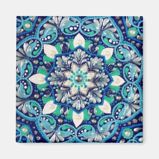 Aimant Bleu point art mandala porte-monnaie tripli