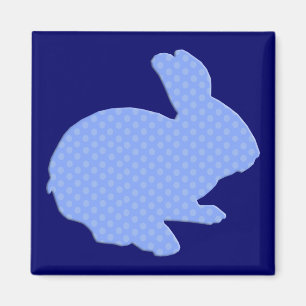 Aimant Bleu Polka Point Silhouette Lapin de Pâques