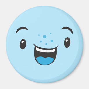 Aimant bleu souriant Kawaii Face