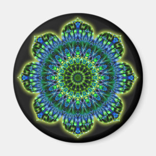 Aimant bleu vert mandala noir