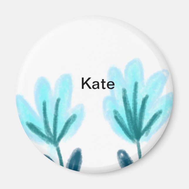 Aimant bleu violet t aquarelle florale ajouter nom texte  (Devant)