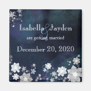Aimant Bling Bling Winter Wedding Enregistrer la date