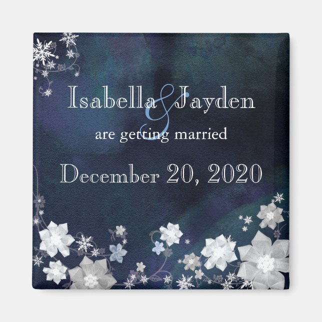 Aimant Bling Bling Winter Wedding Enregistrer la date (Devant)
