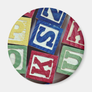 Aimant Blocs en bois avec alphabets pour enfants