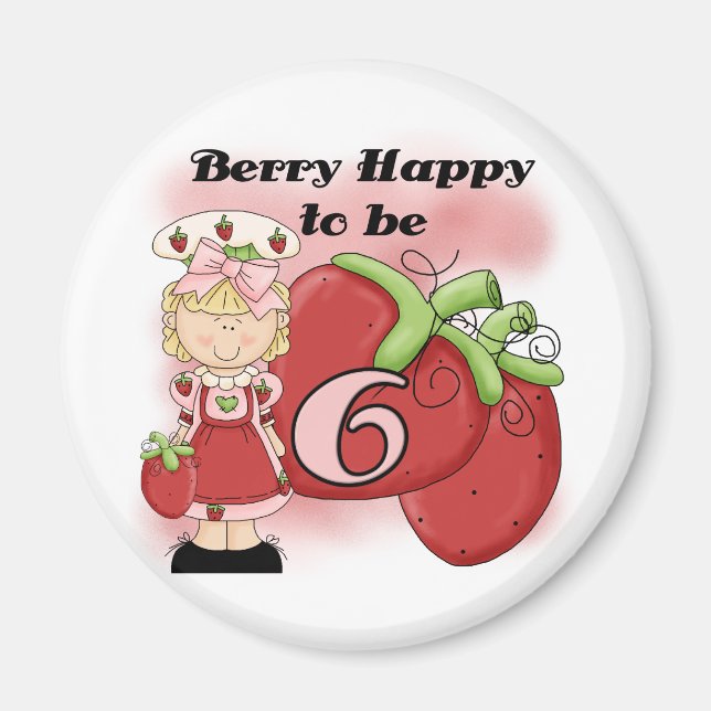 Aimant Blond Berry 6e Anniversaire T-shirts et cadeaux (Devant)