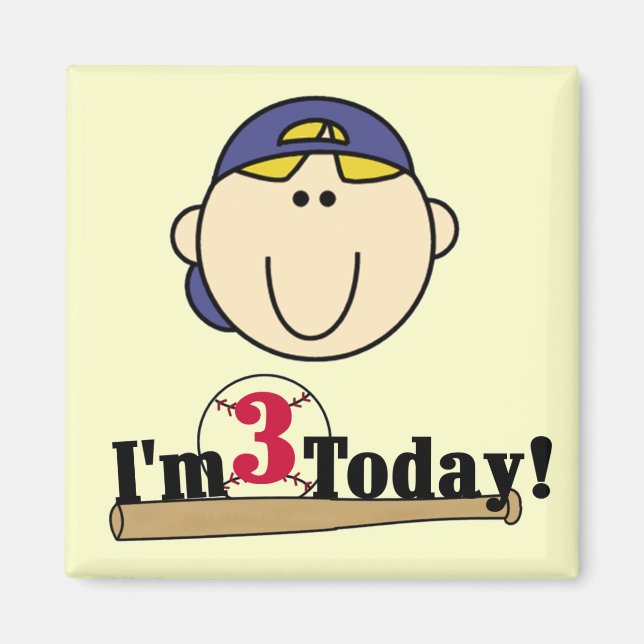 Aimant Blond Boy Baseball 3e anniversaire (Devant)