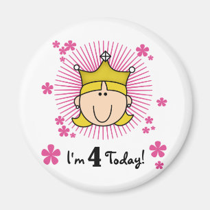 Aimant Blond Princess 4th Birthday Tshirts et cadeaux