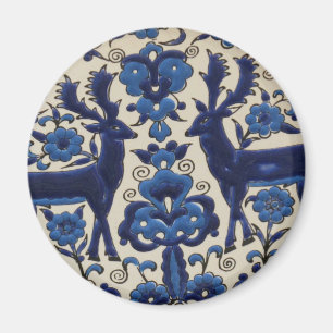 Aimant Blue and White Deer Vintage Tile