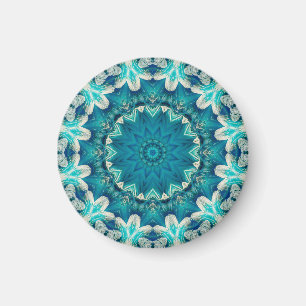 Aimant Blue Aqua Mandala Rosette Retro Hippie