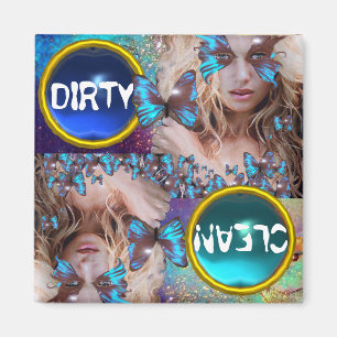 AIMANT BLUE BUTTERFLY WITH GREEN GOLD SPARKLES